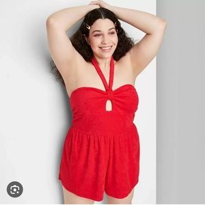 MEDIUM TARGET WILD FABLE RED ROMPER NWT